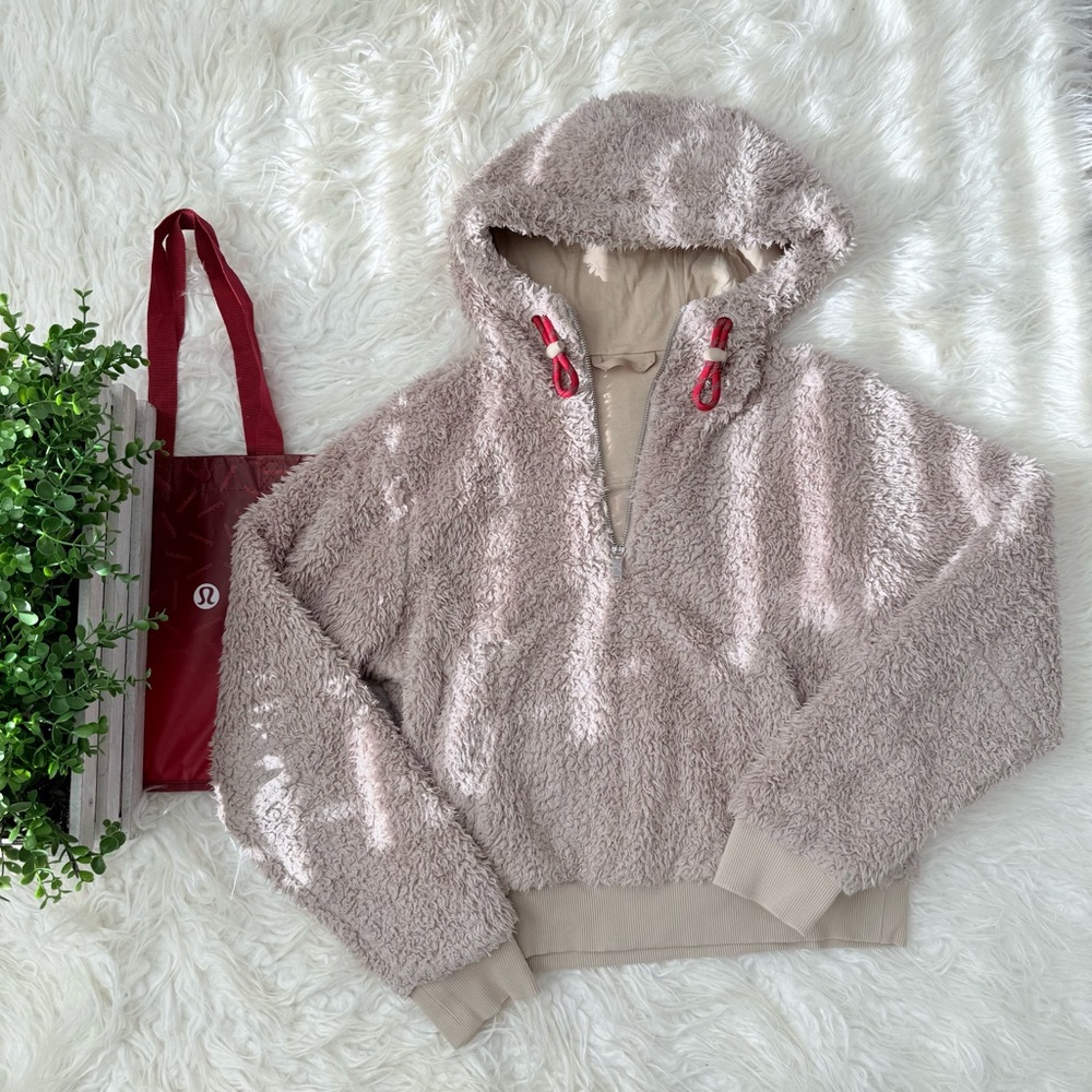 Lululemon Oh So Sherpa Half Zip Tan Fuzzy Pullover 6